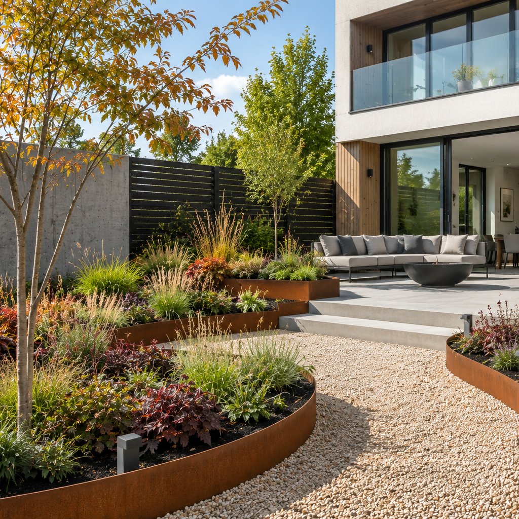 Contour Raised Bed Corten - 200mm High GardenEdgingOnline.com