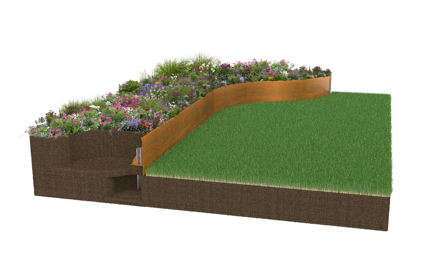 Steel Raised Bed Corten Planter Pot - Contour by Garden Edging Online 