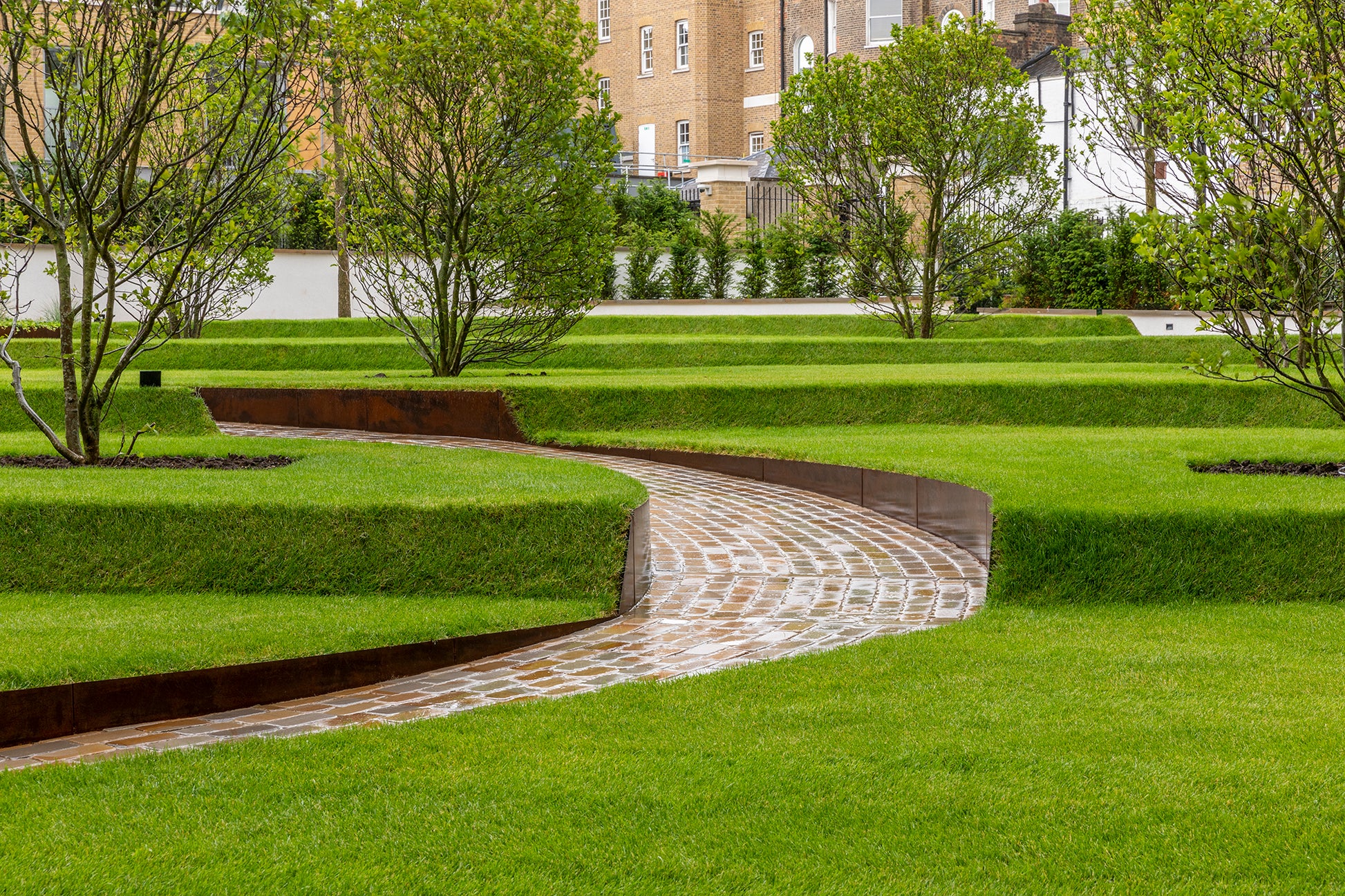 lush lawns with steel edging 