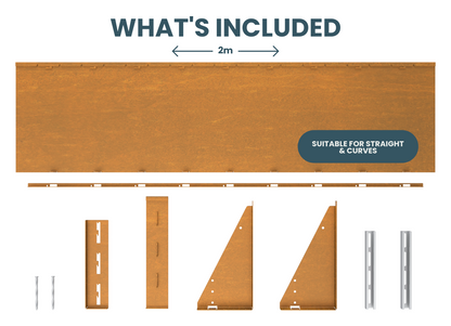 Whats Included in a 2m x 400mm high Contour planter raised bed Kit by garden edging online 